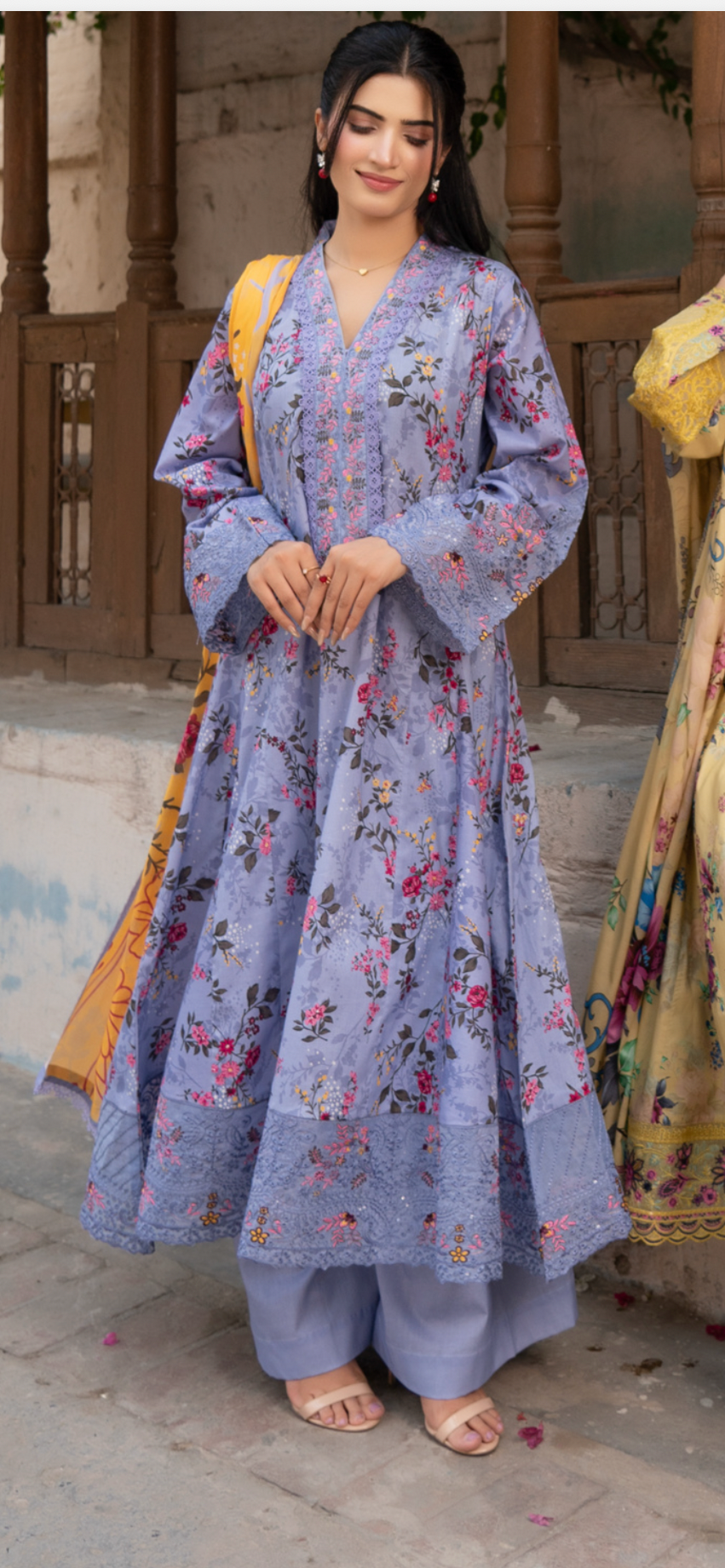 Purple embroidered dress style lawn embroidered 3Pc