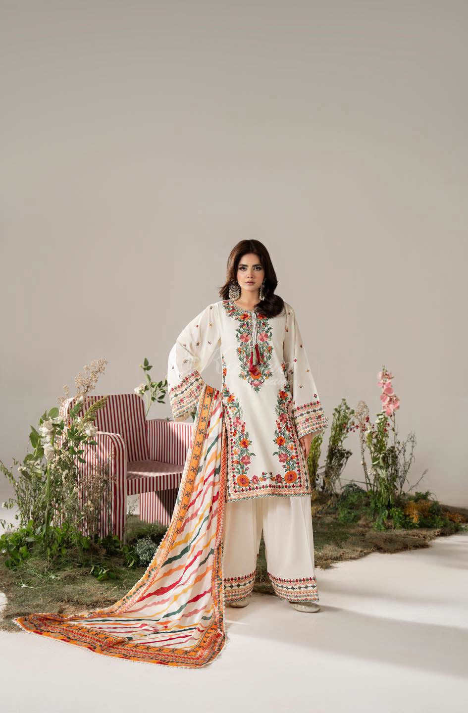 Ayra by karma warm cream with farshi shalwar