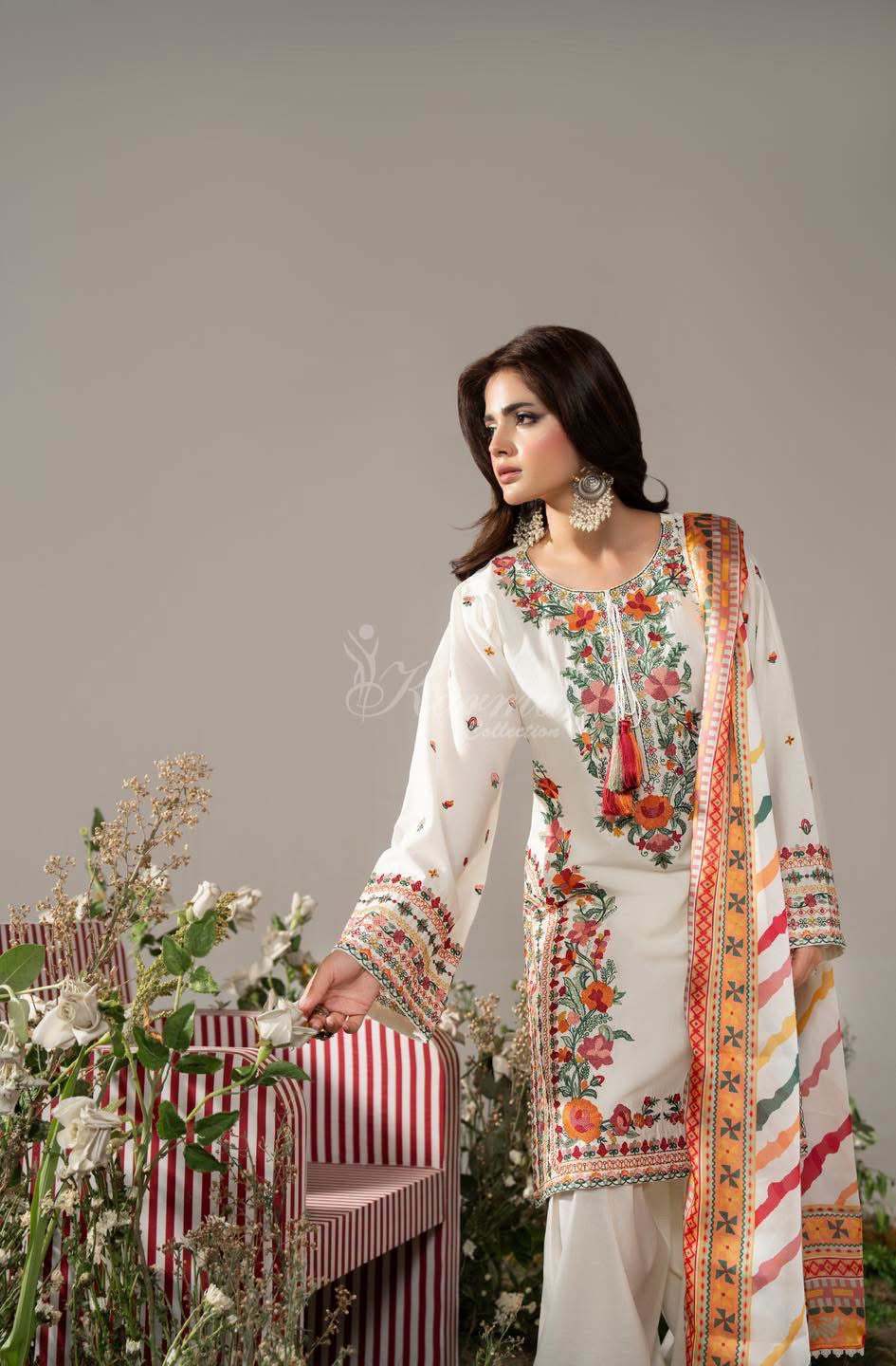 Ayra by karma warm cream with farshi shalwar