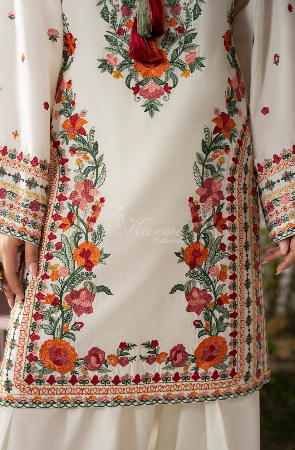 Ayra by karma warm cream with farshi shalwar