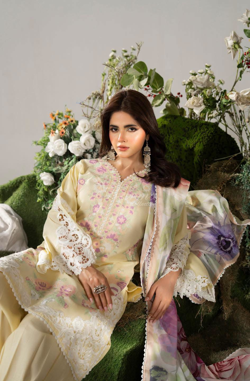 Ayra by karma soft lemon with bubble shalwar