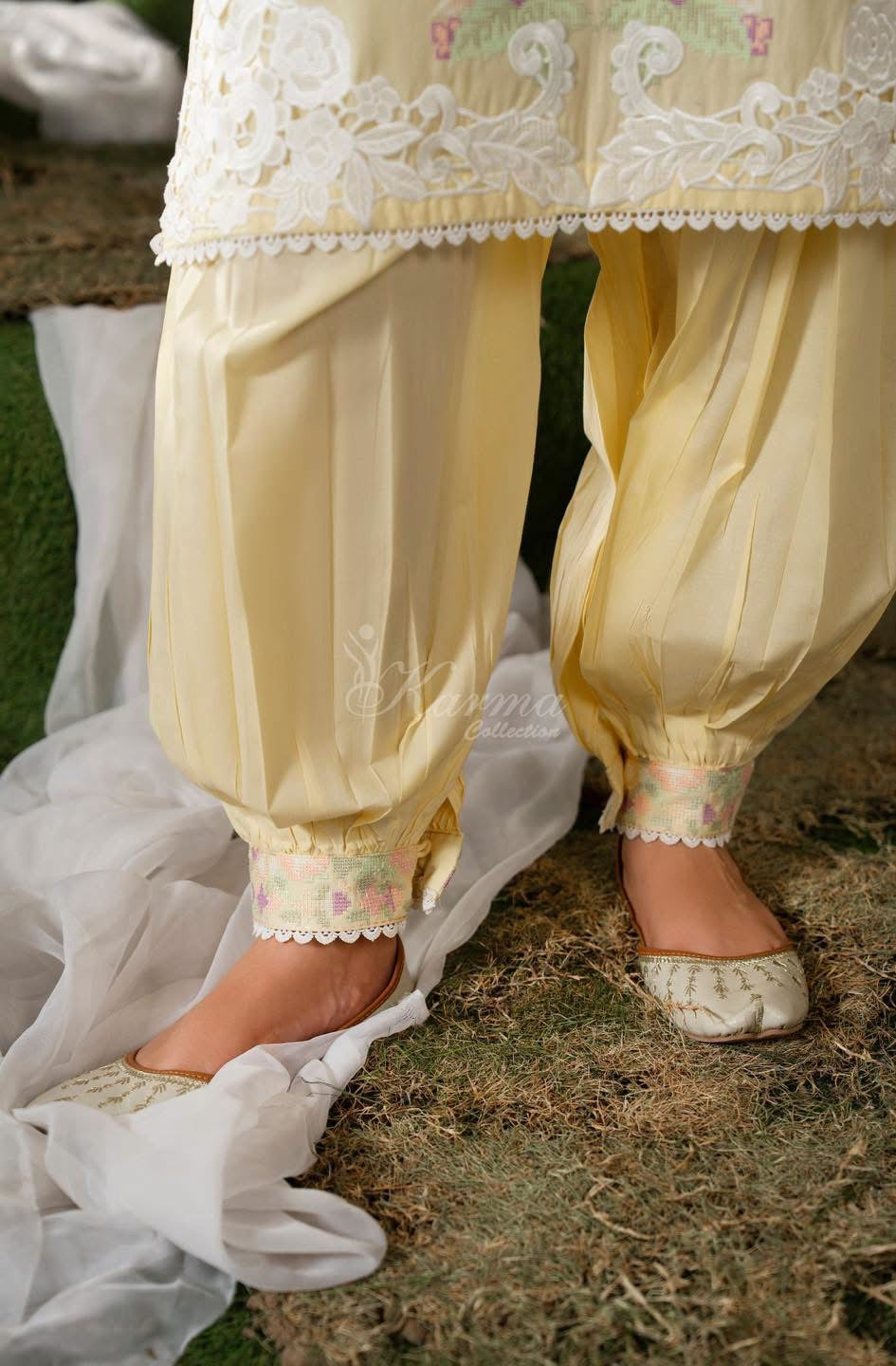 Ayra by karma soft lemon with bubble shalwar