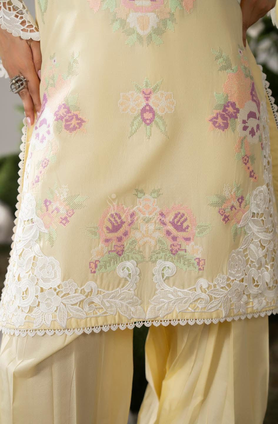 Ayra by karma soft lemon with bubble shalwar