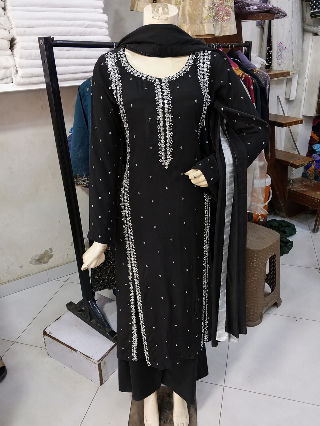 SITARA- Sheesha Silk Hand Embellished 3pc Pakistani Eid Wedding Party Formalwear- S/M/L