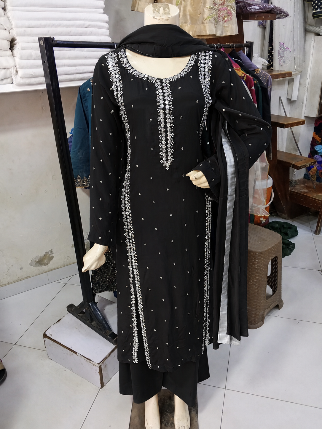 SITARA- Sheesha Silk Hand Embellished 3pc Pakistani Eid Wedding Party Formalwear- S/M/L