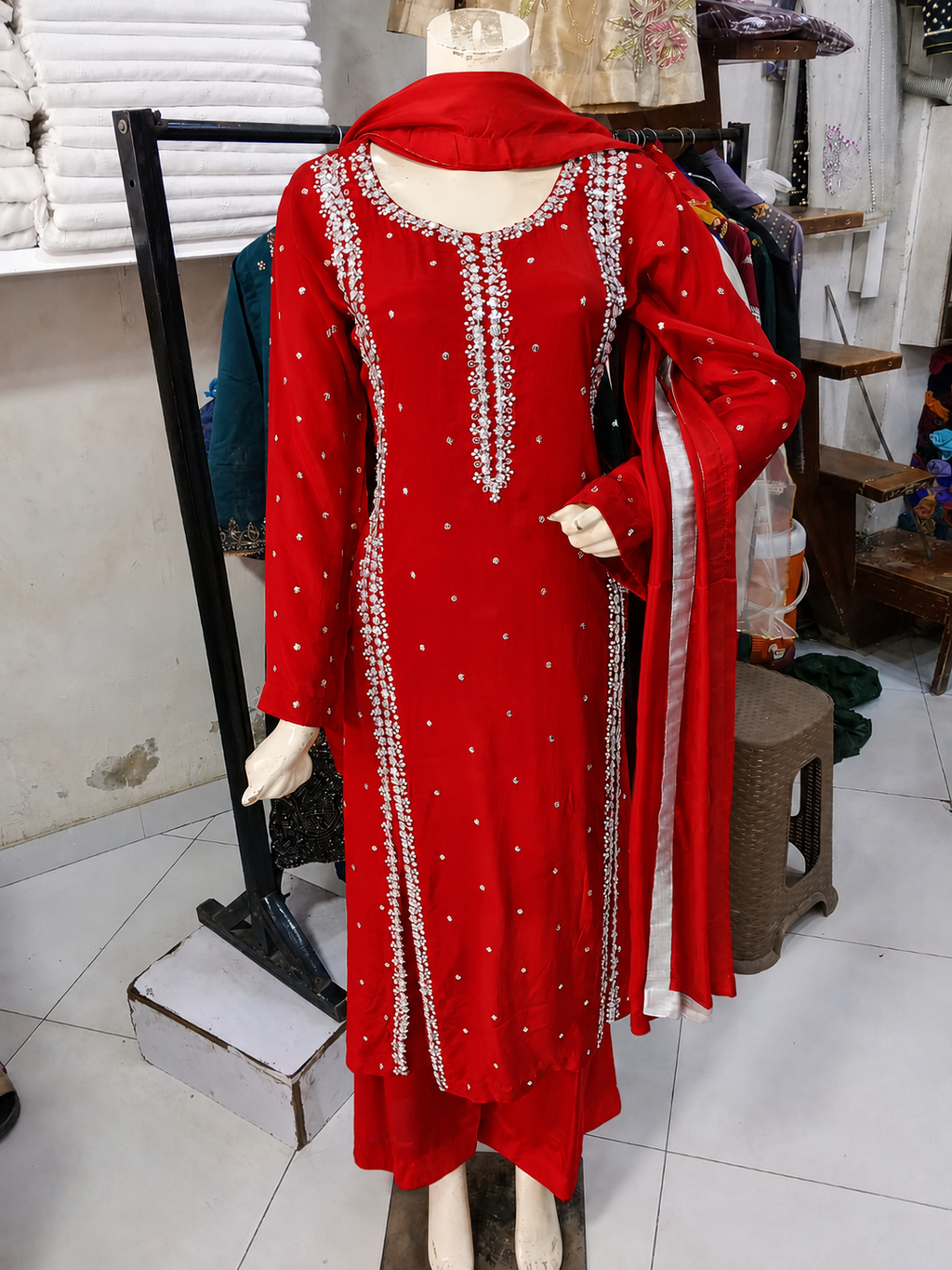 SITARA- Sheesha Silk Hand Embellished 3pc Pakistani Eid Wedding Party Formalwear- S/M/L