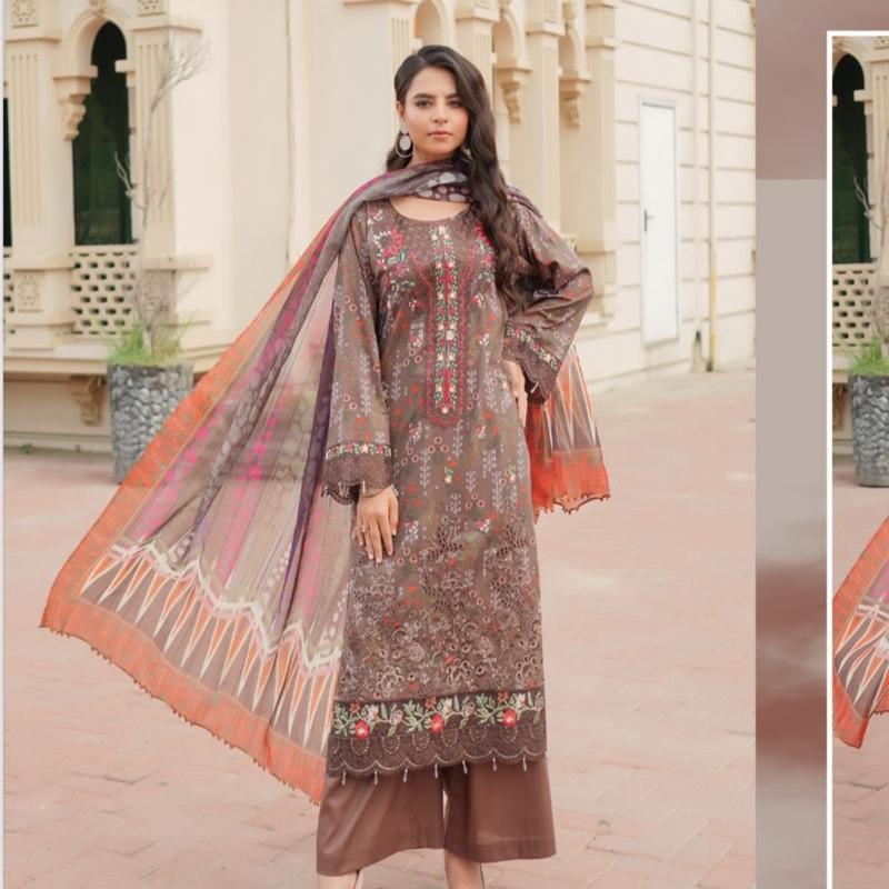 Lawn Chicken Kari Printed 3PC - Traditional Design with Colorful Embellishments