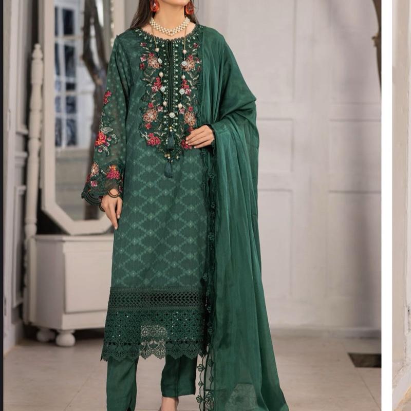 Zahra Rubab green party wear 3PC