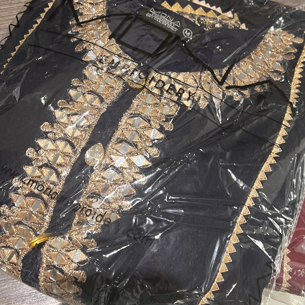 Black chiffon mirror work dress 3PC