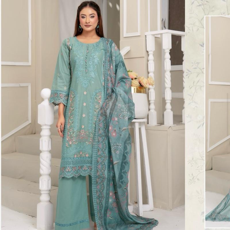 Munira heavy embroidered fancy cotton 3PC