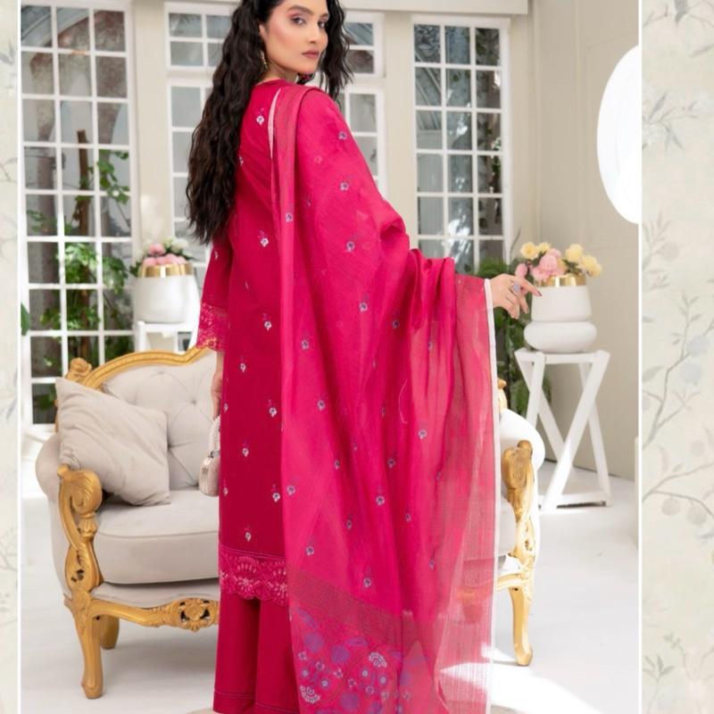 Munira heavy embroidered hot pink 3PC