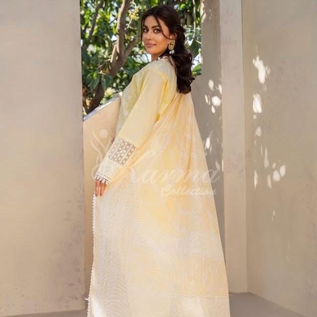 Karma yellow embroidered with farshi shalwar