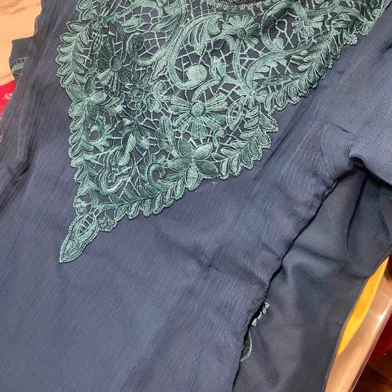 Blue chiffon embroidered 3C