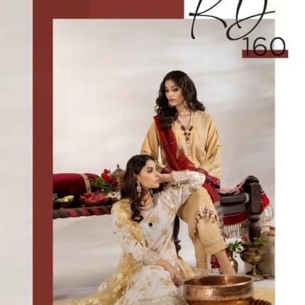 Ally’s heavy embroidered beige 3PC suit