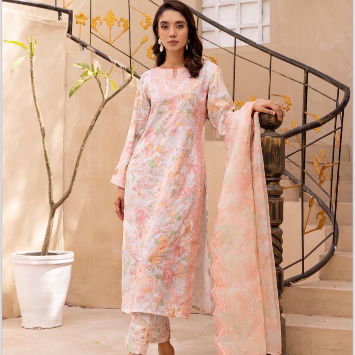 Simrans lawn printkari embroidered 3PC