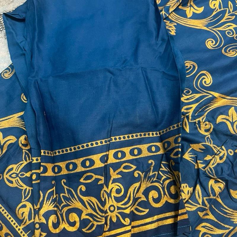 Block print teal blue cord set 2PC
