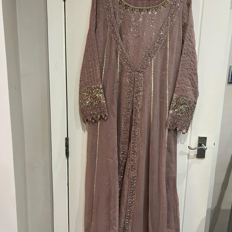 Light tea pink chiffon fancy suit