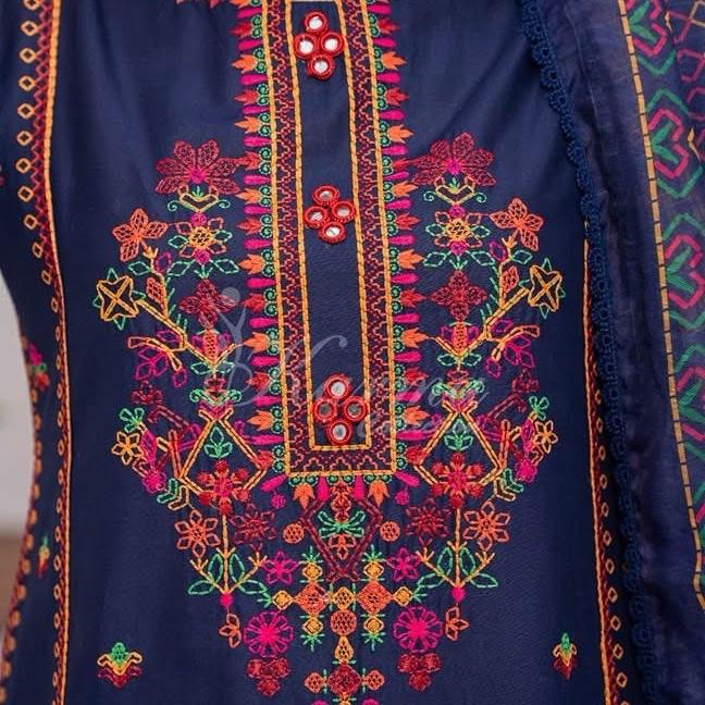 Latest karma blue embroidered farshi shalwar suit