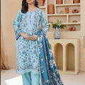 Blue printed with embroidery 3PC