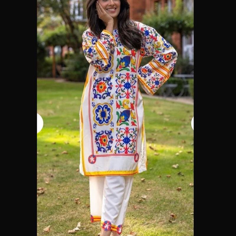 Ayeza khan cotton silk block print 3PC