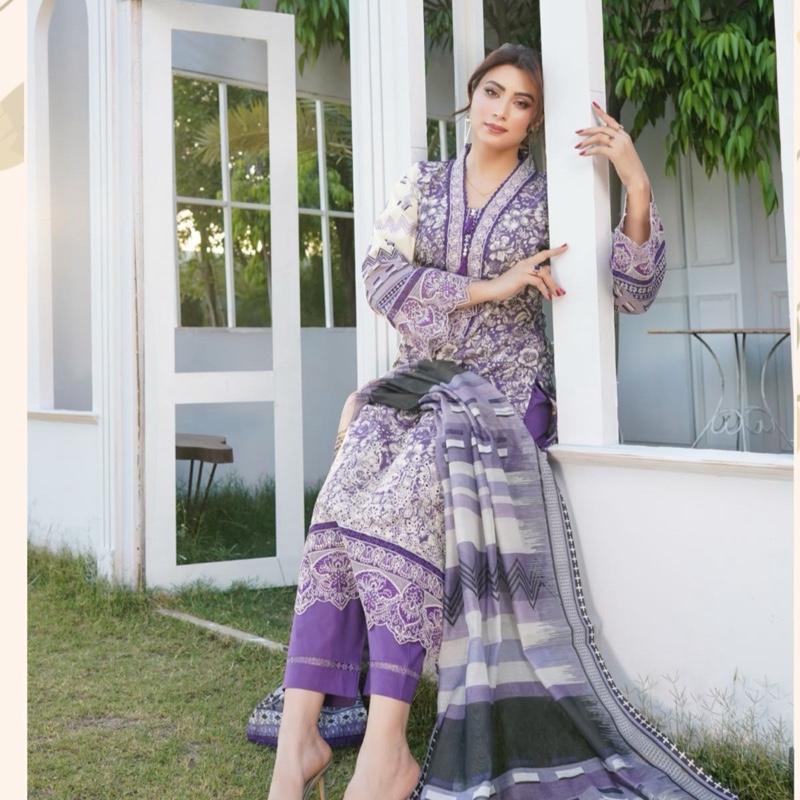 Munira purple embroidered 3PC