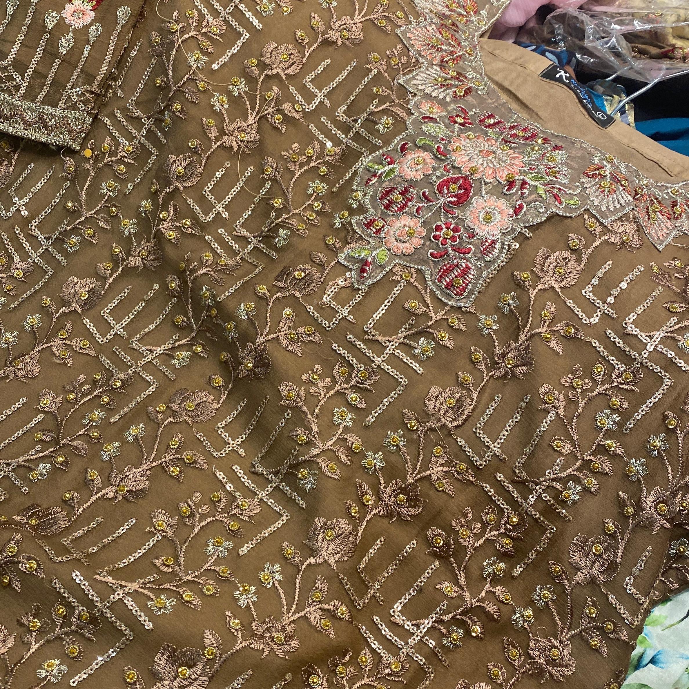 Brown chiffon fancy suit