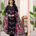 Black dhanak embroidered 3PC with pashmina shawl
