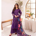 Karma dark purple cotton embroidered 3Pc