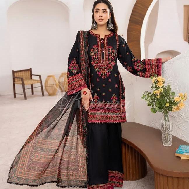 Karma black  embroidered farshi shalwar 3PC