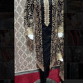 Black Embroidered Linen 3PC Gown Style for Women - Traditional Clothing