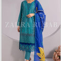 Zahra rubab zinc with blue dupatta 3PC