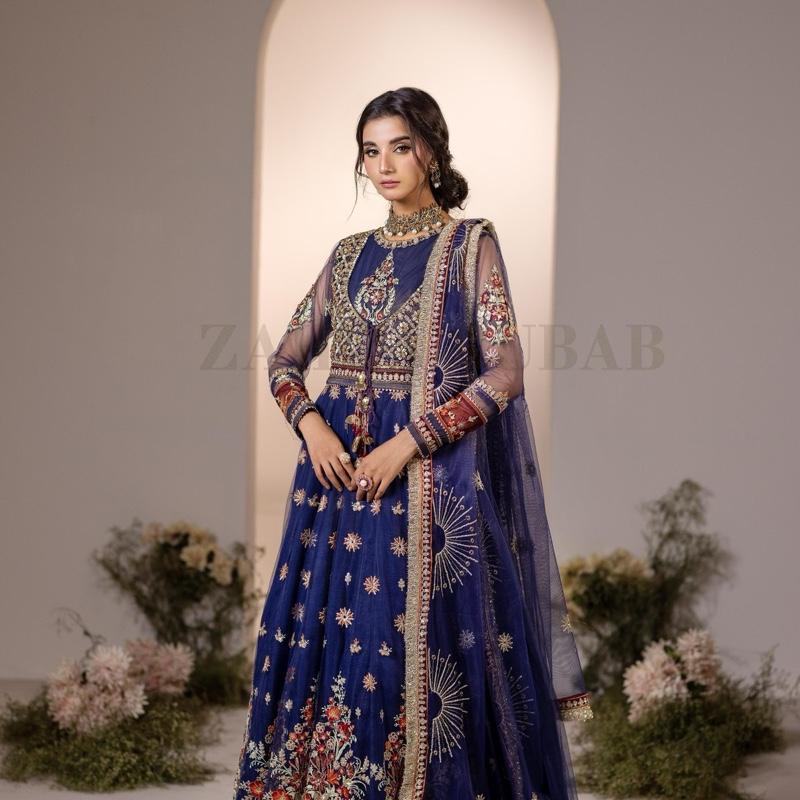 Zahra Rubab heavy fancy maxi blue