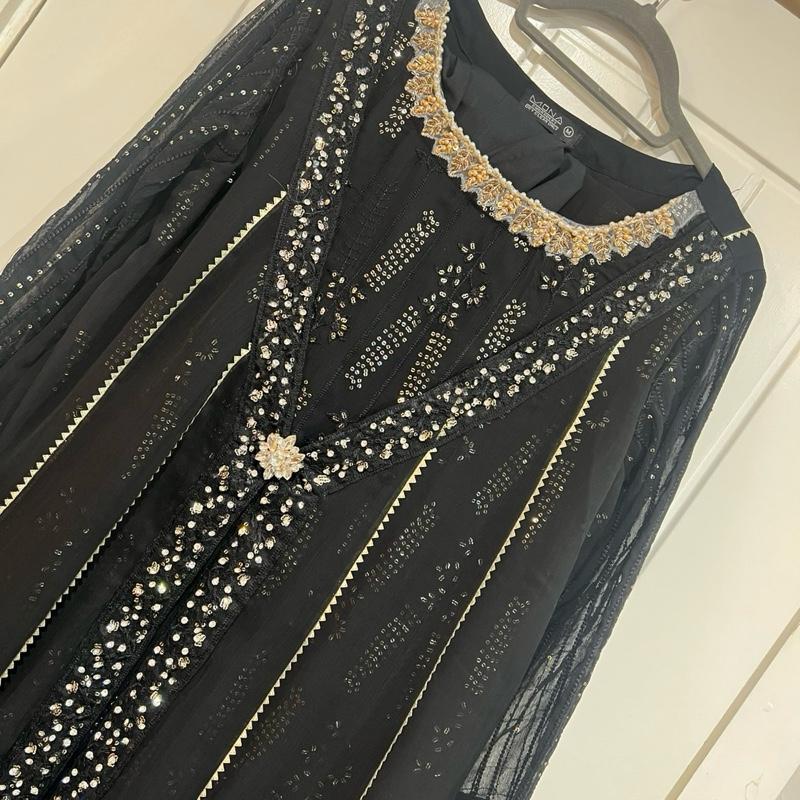 Black chiffon gown style 3PC fancy suit