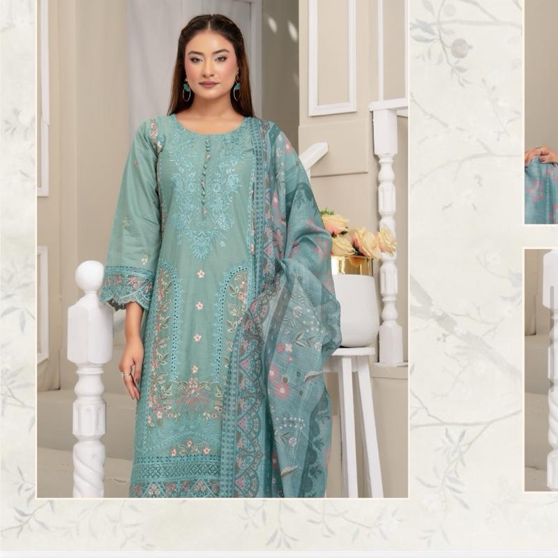 Munira heavy embroidered fancy cotton 3PC