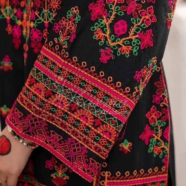 Karma black  embroidered farshi shalwar 3PC