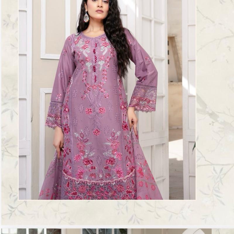 Munira purple cotton fancy embroidered 3PC