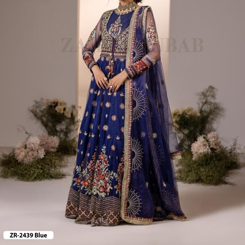 Zahra Rubab heavy fancy maxi blue