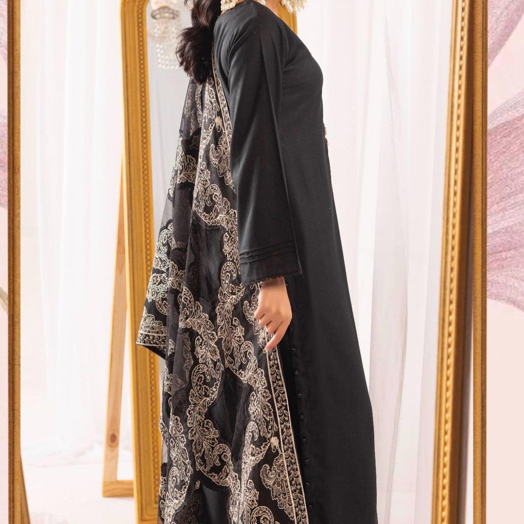 Simrans winter dhanak suit with laser kari shawl green
