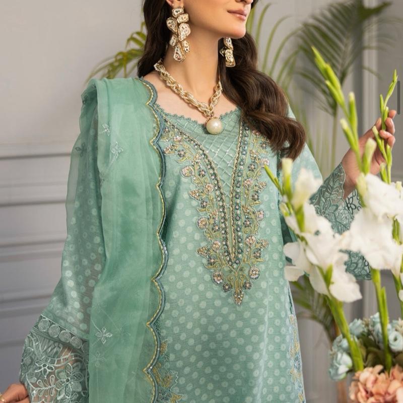 Zahra Rubab Sea Green Fancy Suit with Farshi Shalwar for Women - Comfort, Womenswear, Asian, Clothes, Salwar