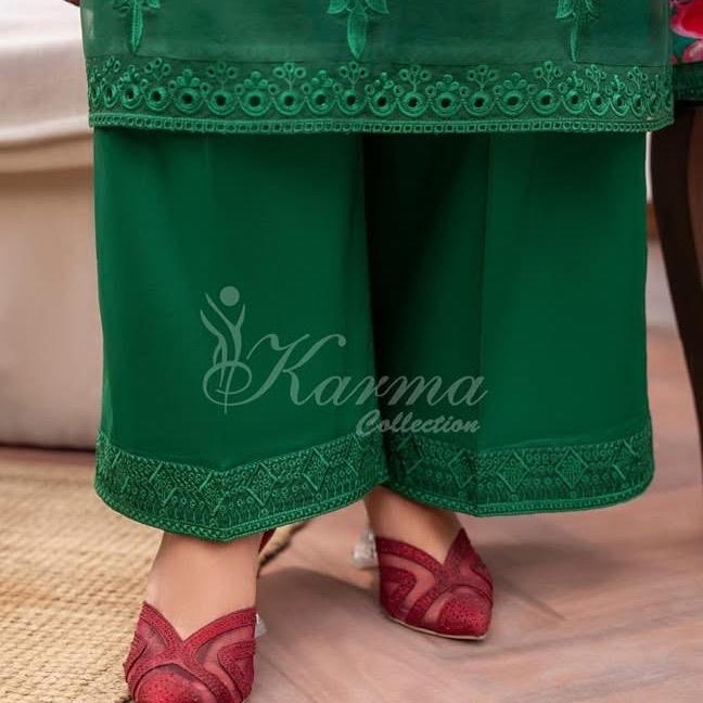 Karma pine green embroidered 3PC