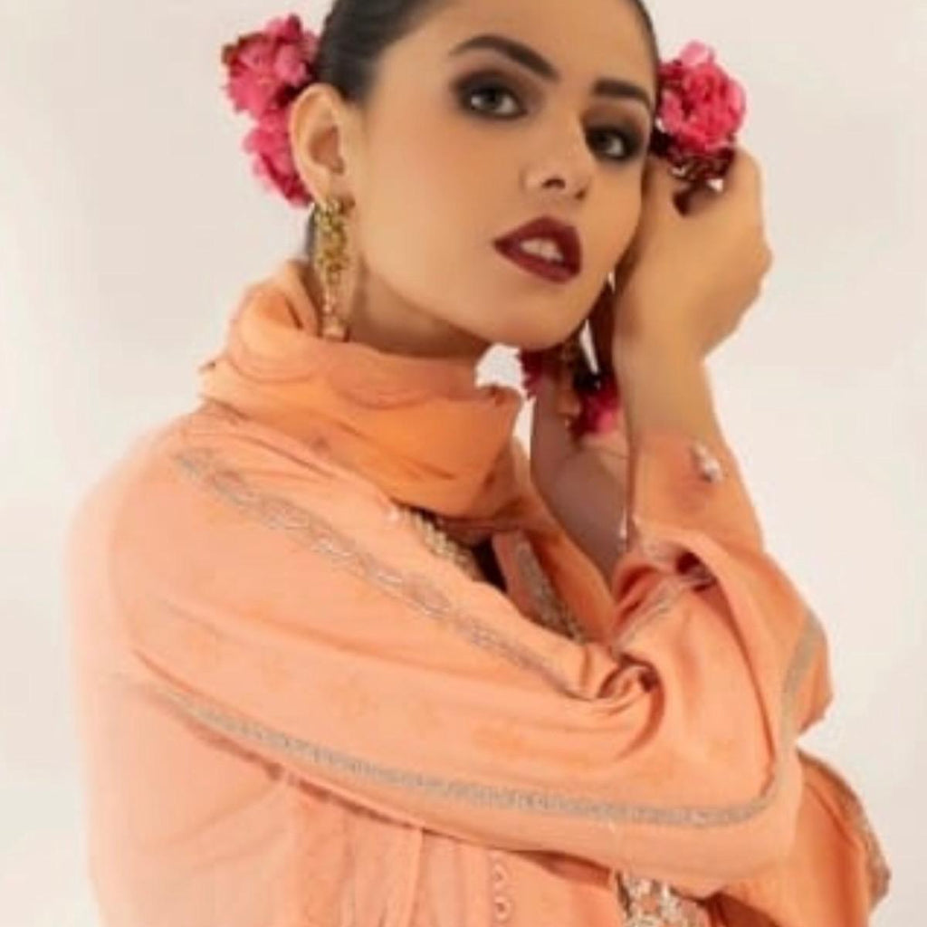 Allys peach embroidered 3PC suit