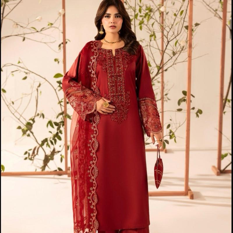 Zahra Rubab red fancy party wear