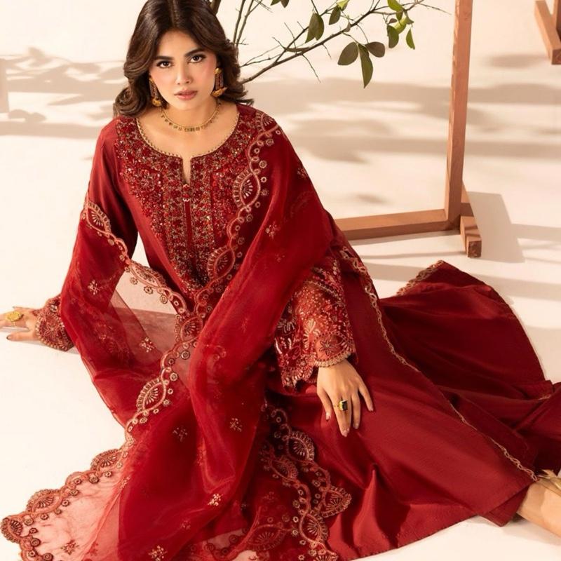 Zahra Rubab red fancy party wear