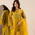 Zahra Rubab yellow silk fancy 3PC