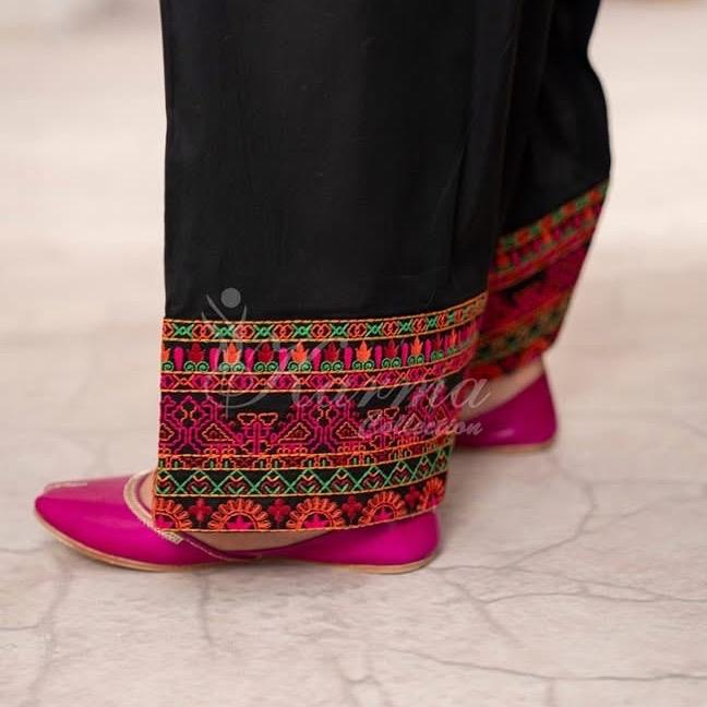 Karma black  embroidered farshi shalwar 3PC