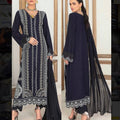 Dark blue heavy Embroidered Allys 3Pc suit