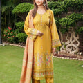 Mustard embroidered dhanak 3PC