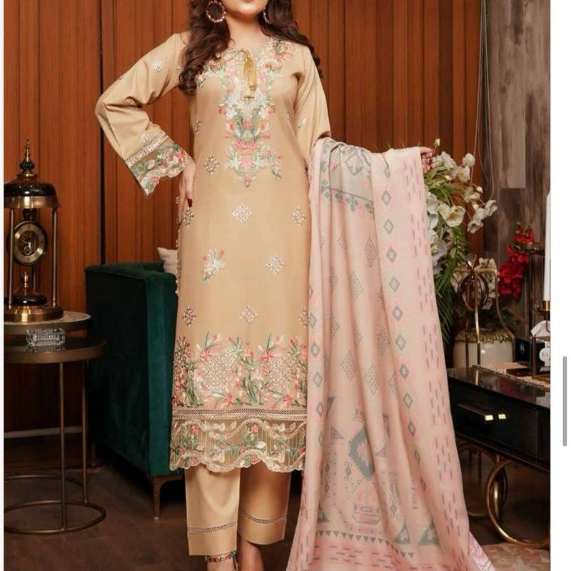 Beige embroidered 3PC