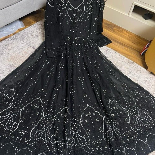 Black chiffon fancy embroidered maxi dress
